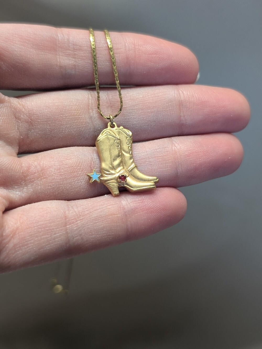 Gold Cowboy Boot Pendant Necklace - Women Jewelry Subtree Necklace Monet